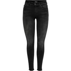 26 - Dame - L32 Jeans Only Blush Mid Ankle Skinny Fit Jeans - Black/Black Denim