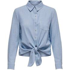 Blå - Dame - Viskose Skjorter Only Lecy Tie Detail Shirt - White/Cloud Dancer