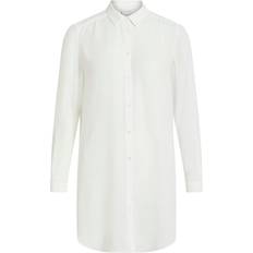 Vila Polyester Skjorter Vila Lucy Long Loose Fit Shirt - White/Snow White