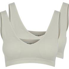 Pieces Symmi Rib Bra 2-pack - Whitecap Gray