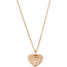 Kubisk Zirkon Halskæder Fossil Glitz Heart Pendant Necklace - Rose Gold/Orange