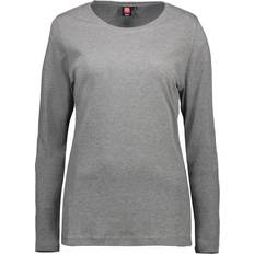 3XL - Dame - Viskose T-shirts ID Ladies Interlock Long Sleeved T-shirt - Grey Melange