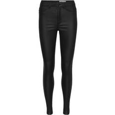 Dame - S - Sort Jeans Noisy May Callie Coated High Waist Skinny Jeans - Black