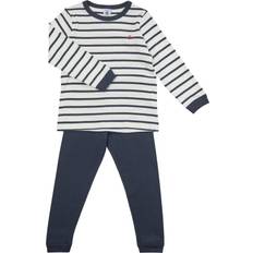 152 - Lange ærmer Nattøj Petit Bateau Boy's Organic Cotton Pyjamas with Sailor Stripes - Marshmallow Smoking/Smoking Blue (A01DE01040)