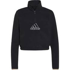 20 - Dame - Sweatshirts Sweatere adidas Women Brand Love Polar Fleece Embroidered Logo Half Zip Sweatshirt - Black/White/Halo Blush