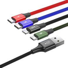 Kabeladaptere - USB B micro Kabler Baseus Rapid USB A-2USB C/USB Micro B/Lightning 1.2m