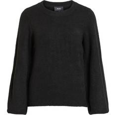 Ballonærmer - Dame - Rund hals Sweatere Object Collector's Item Balloon Sleeved Knitted Pullover - Black
