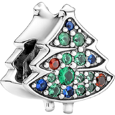 Pandora Krystal - Sølv Charms & Vedhæng Pandora Christmas Tree Charm - Silver/Multicolour
