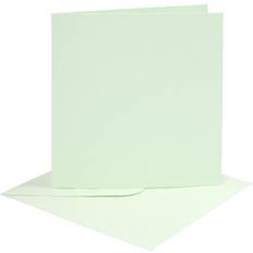 Creativ Company Kort og kuverter, kort str. 15,2x15,2 cm, 210 g, lys grøn, 4sæt, kuvert str. 15,5x15,5 cm