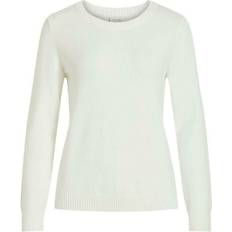Vila Dame - M - Striktrøjer Sweatere Vila Ril Round Neck Knitted Pullover - White/White Alyssum