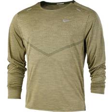 Nike Herre T-shirts Nike Dri-FIT ADV Techknit Ultra Long-Sleeve Running Top Men - Rough Green/Coriander/Heather