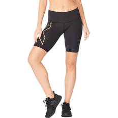 2XU Light Speed Mid-Rise Compression Shorts Women - Black/Gold Reflective