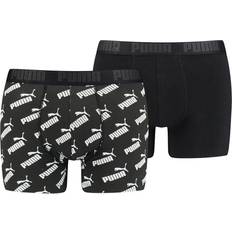 Puma Bomuld - Herre Underbukser Puma Men's Logo All-Over-Print Boxer Shorts 2-pack - Black
