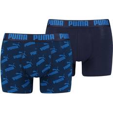 Puma Bomuld - Herre Underbukser Puma Men's Logo All-Over-Print Boxer Shorts 2-pack - Blue