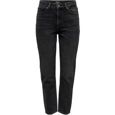 26 - Dame - L32 Jeans Only Emily Life Hw Ank Straight Fit Jeans - Black/Black Denim