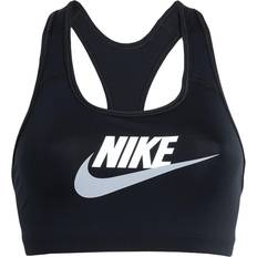 M BH'er Nike Dri-FIT Swoosh Medium-Support 1-Piece Pad Graphic Sports Bra - Black/White/Particle Grey