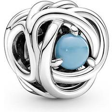 Pandora Turkis Smykker Pandora December Birthstone Eternity Circle Charm - Silver/Turquoise