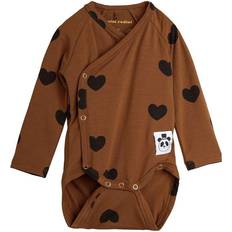 Mini Rodini Brun Børnetøj Mini Rodini Basic Hearts Wrap Body - Brown (1000007416)