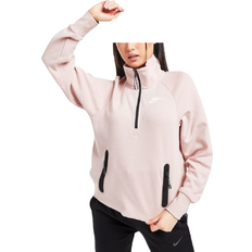 Nike Dame - Fleecetrøjer & Piletrøjer - Høj krave Sweatere Nike Sportswear Tech Fleece Women's 1/4-Zip Top - Pink Oxford/White