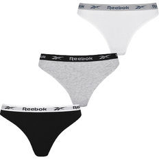 Reebok Dame Trusser Reebok Women Cotton Elastic Waistcoat Thong 3-pack - Black/White/Grey