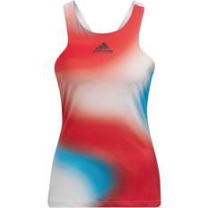 Adidas Multifarvet Tøj Adidas Melbourne Tennis Printed Y-Tank Top Women - White/Vivid Red/Sky Rush