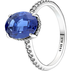 Pandora Krystal - Sølv Smykker Pandora Sparkling Statement Halo Ring - Silver/Blue/Transparent