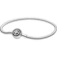 Pandora Moments Halo Snake Chain Bracelet - Silver/Transparent