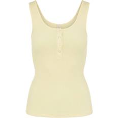 Pieces Bomuld - Gul Toppe Pieces Kitte Ribbed Cotton Top - Pale Banana