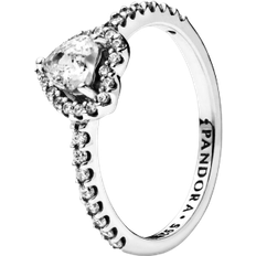 Pandora Ringe Pandora Elevated Heart Ring - Silver/Transparent