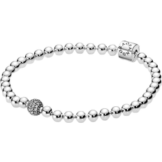Pandora Kubisk Zirkon - Sølv Armbånd Pandora Beads & Pavé Bracelet - Silver/Transparent