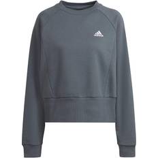 32 - Blå - M Sweatere adidas Women Sportswear Essentials Studio Fleece Sweatshirt - Blue Oxide/White