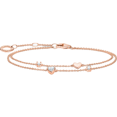 Thomas Sabo Charm Club Delicate Hearts Bracelet - Rose Gold/Transparent