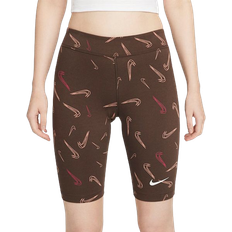 24 - Polyester Shorts Nike Women's Sportswear Printed Dance Shorts - Baroque Brown/White