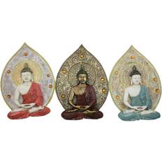 Dkd Home Decor Vægdekoration Buddha Harpiks (19.3 x 3.7 x 27.3 cm) (3 pcs) Vægdekorationer