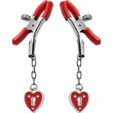 Master Series Captive Heart Nipple Clamps Red