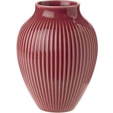 Rød - Stentøj Brugskunst Knabstrup Keramik Riller Vase