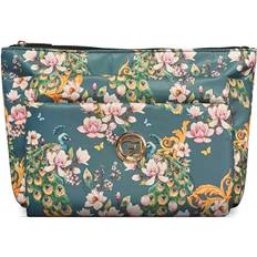 Gillian Jones 3 Room Cosmetics Bag - Green Flowers