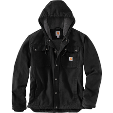 Carhartt Herre - Overshirts Overtøj Carhartt Relaxed Fit Washed Duck Sherpa-Lined Utility Jacket - Black