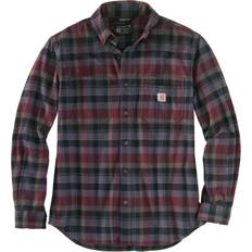 Elastan/Lycra/Spandex Skjorter Carhartt Rugged Flex Relaxed-Fit Midweight Flannel Long Sleeve Shirt - Port