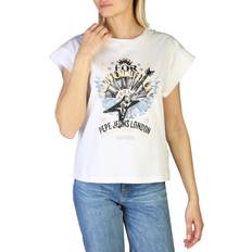 Pepe Jeans Hvid T-shirts & Toppe Pepe Jeans Caroline_Pl505158 Hvid, Dame