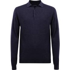 J.Lindeberg Blå Tøj J.Lindeberg Noel Light Merino Polo Shirt Dark Melange