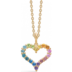 Turmalin Charms & Vedhæng Mads Z Tender Heart Rainbow Pendant Necklace - Gold/Sapphire/Topaz/Tourmaline/Amethyst