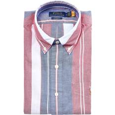 Herre - Multifarvet - S Skjorter Polo Ralph Lauren Stripe Short Sleeve Oxford Shirt - Blue/Red