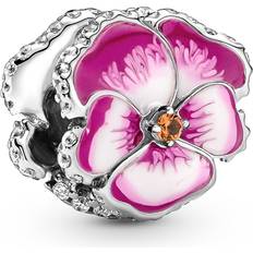 Pandora Sølv Charms & Vedhæng Pandora Pansy Flower Charm - Silver/Pink/Orange