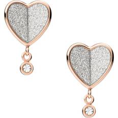 Dame Øreringe Fossil Flutter Hearts Vintage Glitz Earrings - Rose Gold/Silver/Transparent