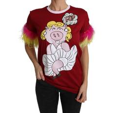 40 - Uld T-shirts Dolce & Gabbana Womens Women Feathers T-shirt Cotton