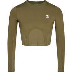 16 - Grøn T-shirts adidas Originals Langærmet top med seledetalje kakigrøn-Blå Kakifarvet