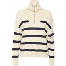 Dame - M - Nylon Sweatere Vero Moda Saba Highneck Zipper Blouse - Grey/Birch