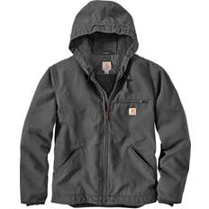 Carhartt Bomuld - Dame Overtøj Carhartt Washed Duck Sherpa-Fleece Lined Jacket - Gravel