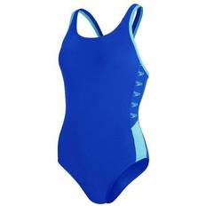 32 - Blå - Polyamid Badedragter Speedo Women's Logo Deep U-Back Swimsuit - Blue/White